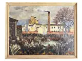 Renzo Grazzini, Industrial landscape, oil on canvas