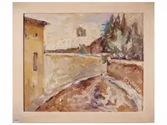 Tuscan street 1979 by Silvio Loffredo, oil on canvas, offered Jun 2026