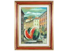 Emanuele Cappello, Still life with watermelon, oil on canvas