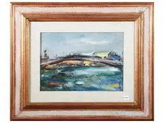 Ponte San Niccolò by Enzo Pregno, oil on cardboard, offered Jun 2026