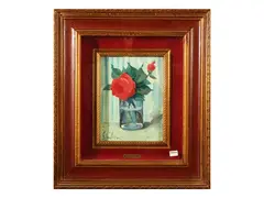 Silvio Polloni, Vase of flowers, oil on canvas cardboard