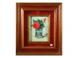 Silvio Polloni, Vase of flowers, oil on canvas cardboard