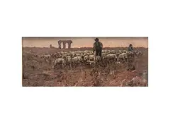 Giovanni Lomi, Roman countryside, oil on cardboard