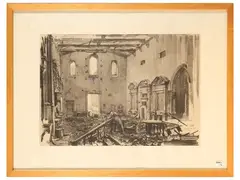 Pietro Annigoni, Views of Florence after the war, three phototype reproductions of drawings from the Destruction in Florence