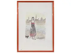 Michele Cascella, Female figure - Sailboats, two lithographs