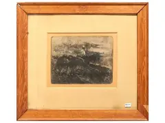 Artigliere con due cavalli by Giovanni Fattori, engraving on paper applied to another paper support, offered Jun 2026