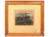 Giovanni Fattori, Artigliere con due cavalli, engraving on paper applied to another paper support