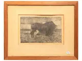 Giovanni Fattori, Il toro, engraving on paper applied to another paper support