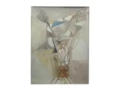 Vase of flowers by Mario Francesconi, pencil and watercolor on canvas cardboard, offered Mar 2026
