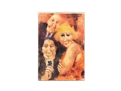 Remo Squillantini, Personages, mixed media on paper partially laid on cardboard