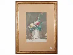 Roses 1983 by Sergio Scatizzi, tempera on paper, offered Mar 2026