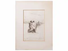 Nurse and sick man in bed 1939 by Ottone Rosai, ink on paper, offered Mar 2026