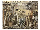 Gianni Vagnetti, Study for the Agriculture tapestry 1939, large mixed media fragment on paper applied to canvas