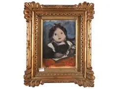 Portrait of a little girl 1966 by Primo Conti, oil on panel, offered Mar 2026