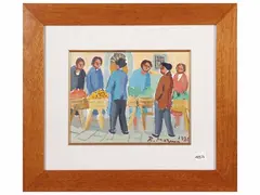 Mercatino 1980 by Rodolfo Marma, oil on canvas cardboard, offered Mar 2026