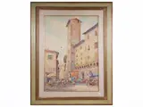 Giovanni Ospitali, Florentine glimpse, watercolor on paper applied to tablet