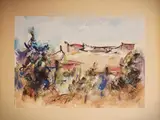 Sergio Scatizzi, Landscape, mixed media on paper laid on cardboard