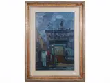 Piero Marchi, Civic square, oil on hardboard