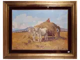 Angiolo Volpe, Buoi al carro, oil on canvas