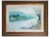 Silvio Polloni, Landscape on the Arno, oil on canvas