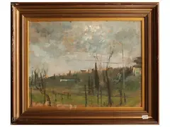Landscape 1937 by Ugo Pignotti, oil on panel, offered Mar 2026