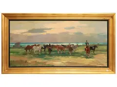 Tuscan navy with horses by Renato Natali, oil on canvas, offered Mar 2026