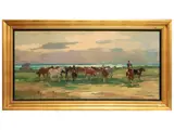Renato Natali, Tuscan navy with horses, oil on canvas