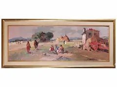 Paesaggio campestre con figure by Carlo Domenici, oil on hardboard, offered Mar 2026