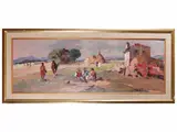Carlo Domenici, Paesaggio campestre con figure, oil on hardboard