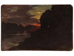 Luigi Michelacci, Sunset, oil on cardboard