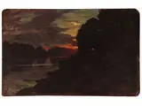 Luigi Michelacci, Sunset, oil on cardboard