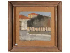 Trees of the Viareggio station 1946 by Mario Marcucci, oil on panel, offered Mar 2026