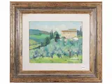 Aldo Augusto Baccinetti, Paesaggio a Montibeni 1970, oil on cardboard