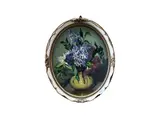 Valentino Ghiglia, Vase of flowers, oil on oval cardboard