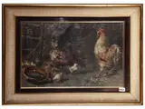 Giuseppe Uva, Glimpse of farmyard, oil on canvas