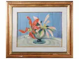 Valentino Ghiglia, Vaso di fiori, oil on panel