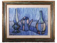 Still life by Dino Migliorini, oil on hardboard, offered Mar 2026