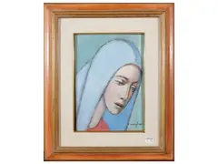 Face of Madonna and Landscape by Dino Migliorini, two oil paintings on hardboard, offered Mar 2026