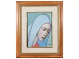 Dino Migliorini, Face of Madonna and Landscape, two oil paintings on hardboard