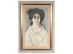 Marcello Boccacci, Portrait of woman, Mixed technique on cardboard