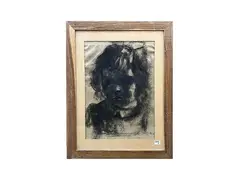 Portraits by Alberto Caligiani, five mixed media drawings on paper signed, offered Mar 2026