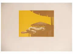 Dino Boschi, Signore di mezza età - Il bagnino - Le ombre 1972, two etchings and one lithograph