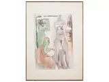 Bruno Cassinari, Artist's studio, watercolor engraving