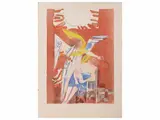 Bruno Saetti, Composition with figures, lithograph with watercolour