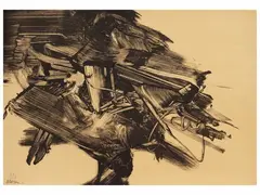Mattia Moreni, Composition, lithograph