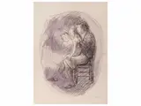 Quinto Martini, Woman with children, two lithographs with watercolour
