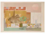 Bruno Saetti, Landscape, lithograph