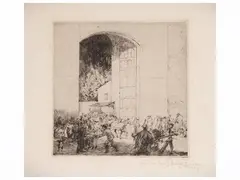 Adolf Schinnerer, Wagons at Porta Romana, engraving
