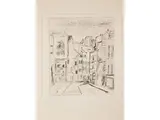 Orfeo Tamburi, Urban view with bridge - View of the city, two engravings