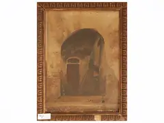 Garibaldo Cepparelli, Glimpse of portal, crying woman and portrait of boy, three oil paintings